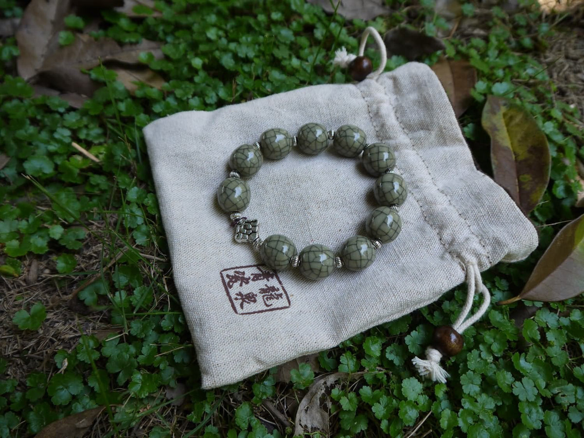 Longquan celadon Ge kiln/Celadon bracelet/Chain/Swarovski no.624 - Chinese sword shop