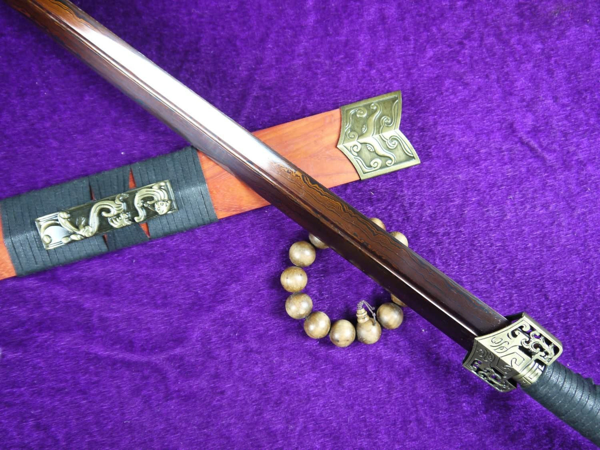 Han swords/Damascus steel red blade/Redwood scabbard/Alloy/Length 39" - Chinese sword shop