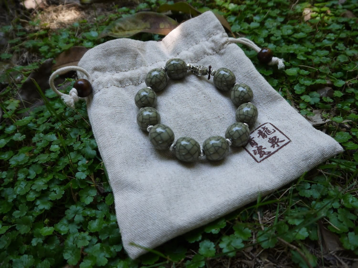 Longquan celadon Ge kiln/Celadon bracelet/Chain/Swarovski no.624 - Chinese sword shop