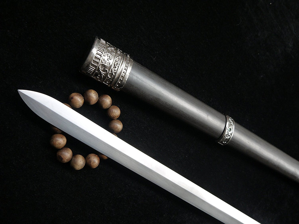Longquan sword(High carbon steel blade,Black wood scabbard,Zinc-alloy fitted)Length 39" - Chinese sword shop
