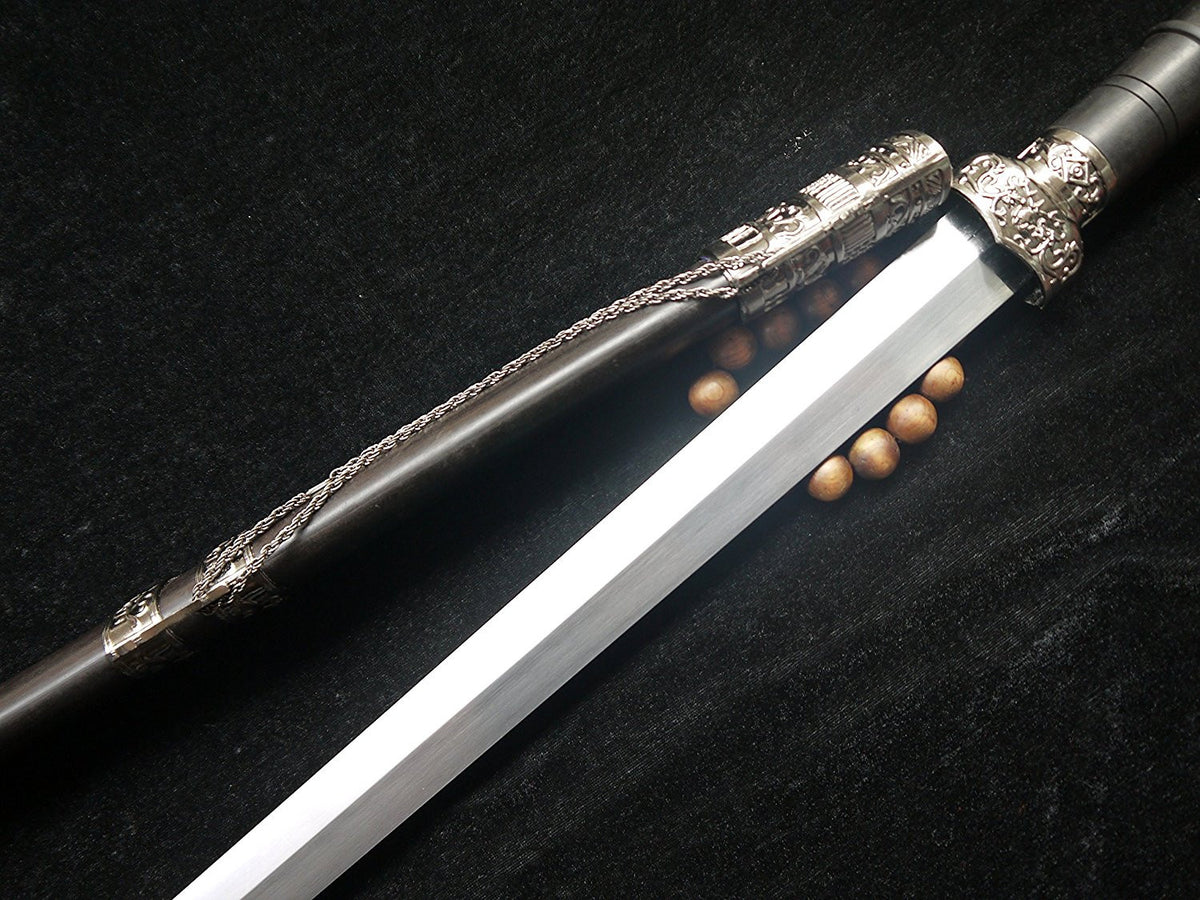 Longquan sword(High carbon steel blade,Black wood scabbard,Zinc-alloy fitted)Length 39" - Chinese sword shop