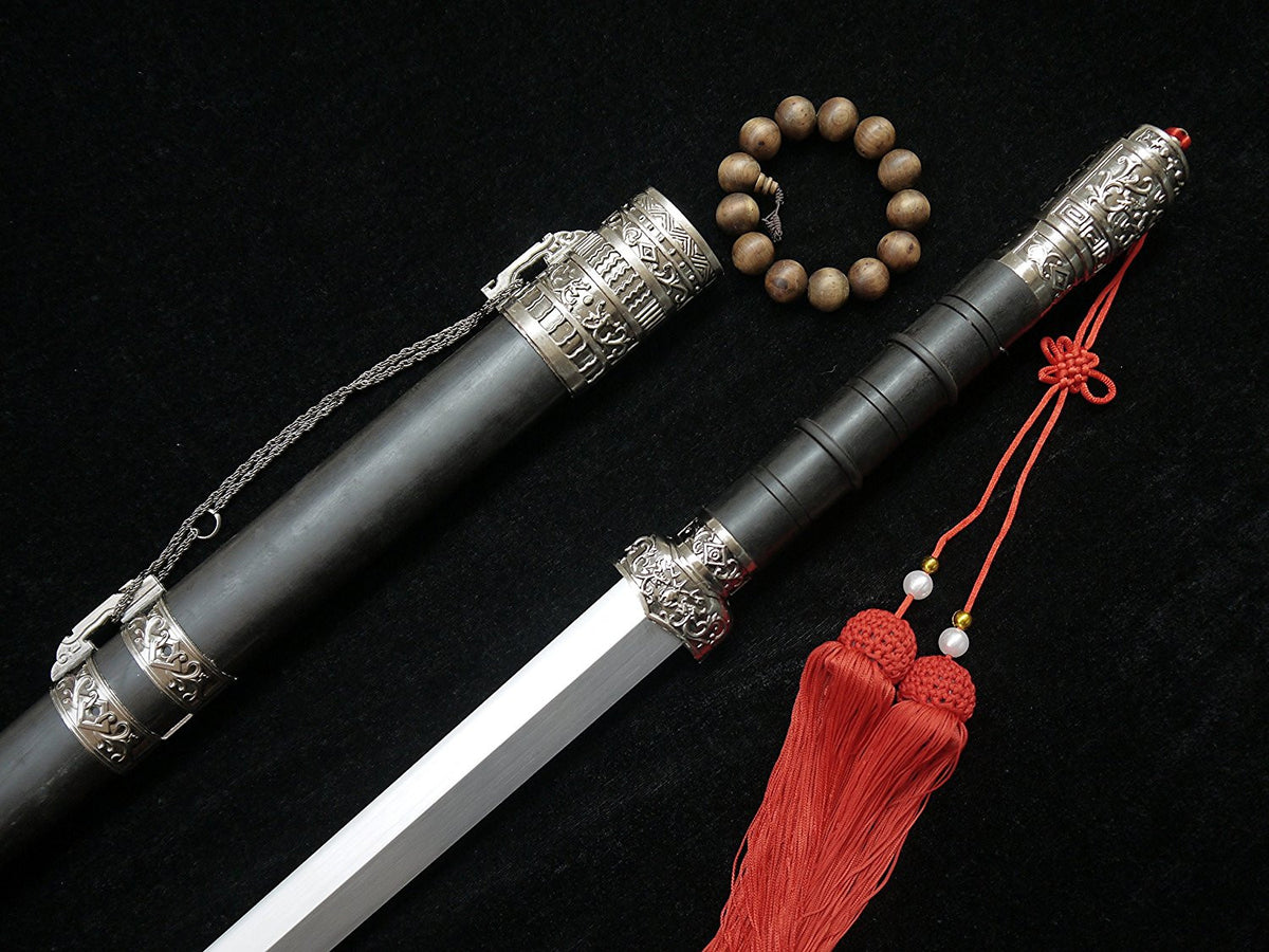 Longquan sword(High carbon steel blade,Black wood scabbard,Zinc-alloy fitted)Length 39" - Chinese sword shop