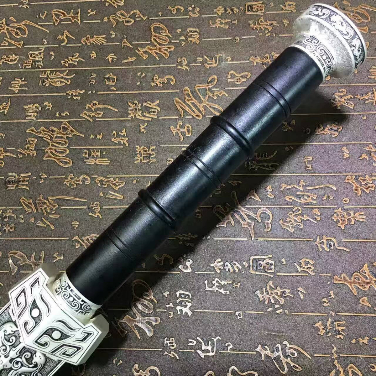 Han Jian/High carbon steel eight surface blade/Black scabbard/Length 39" - Chinese sword shop
