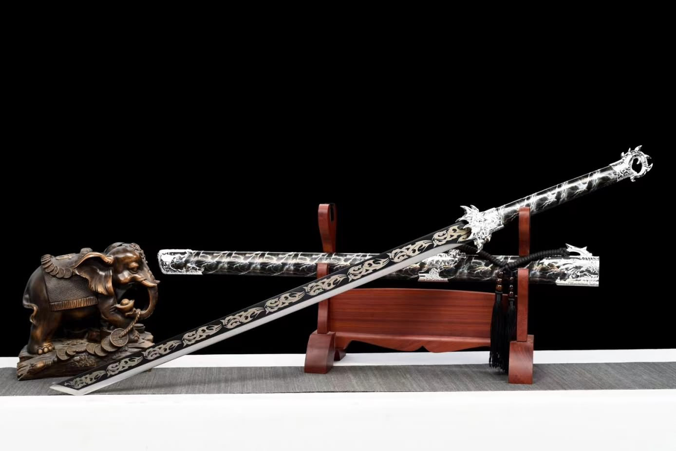 Full Tang Tang dao Swords High Carbon Steel Blade,Alloy Fittings,PU Scabbard,LOONGSWORD