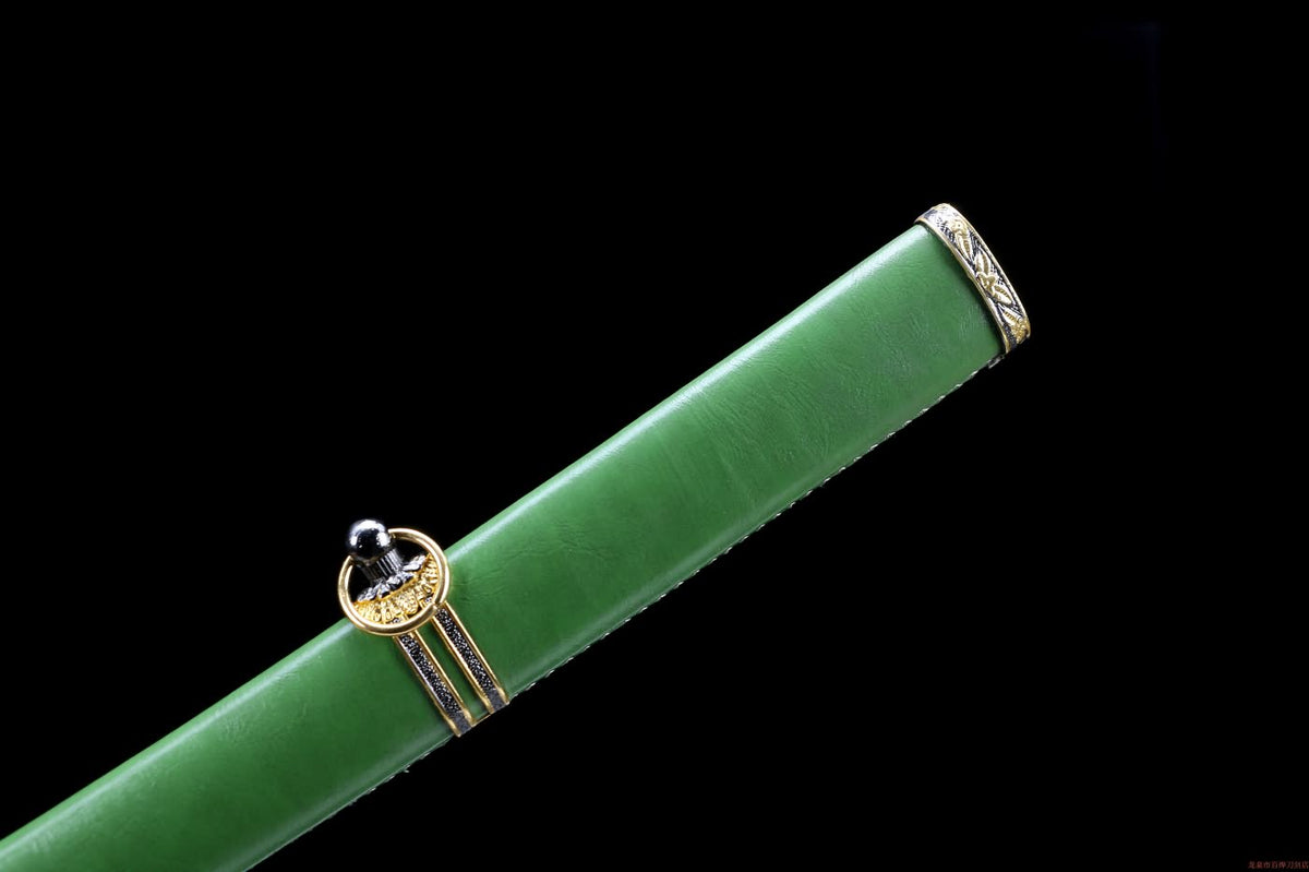 Tachi,Samurai Hand Forged Rail Steel Blade,Green Scabbard,Alloy Fitting,LOONGSWORD