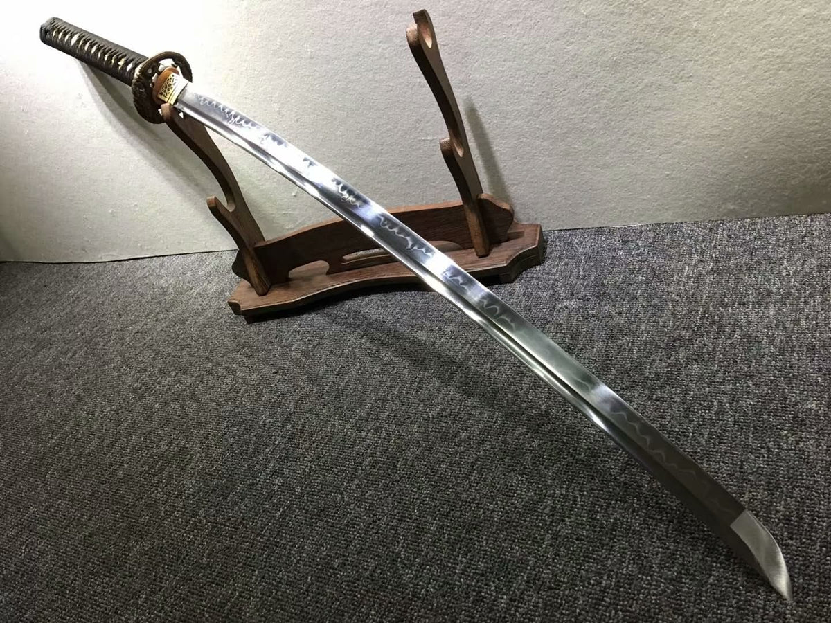 Nihontou katana,Handmade,High carbon steel burn blade,Brass,Full tang,A - Chinese sword shop