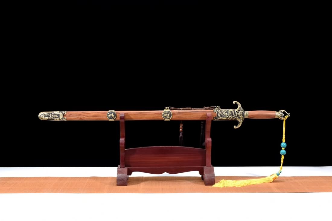 Bat sword,Damascus steel blade,Rosewood scabbard,Brass fittings - Chinese sword shop