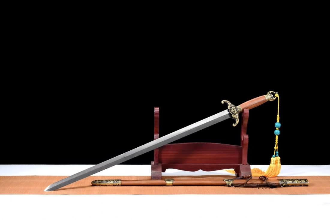 Bat sword,Damascus steel blade,Rosewood scabbard,Brass fittings - Chinese sword shop