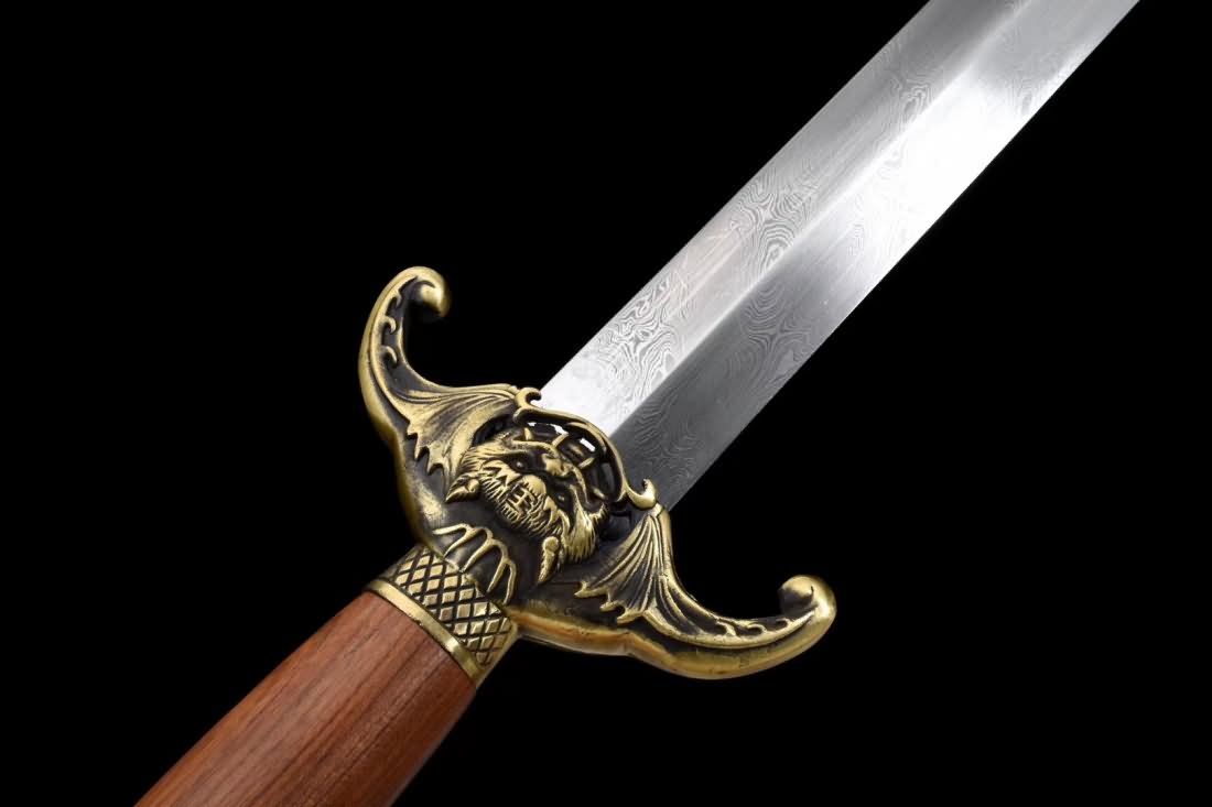 Bat sword,Damascus steel blade,Rosewood scabbard,Brass fittings - Chinese sword shop