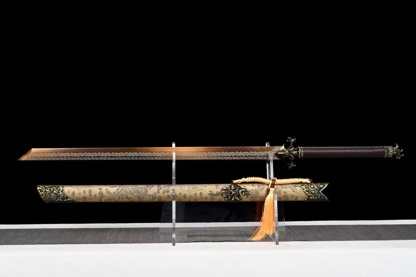 War Dragon Tang dao,Hand Forged High Carbon Steel Blade,Alloy Fittings,LOONGSWORD