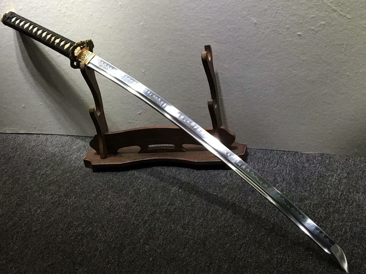 Katana,Hand forged,High carbon steel burn blade,Brass,Full tang,E - Chinese sword shop