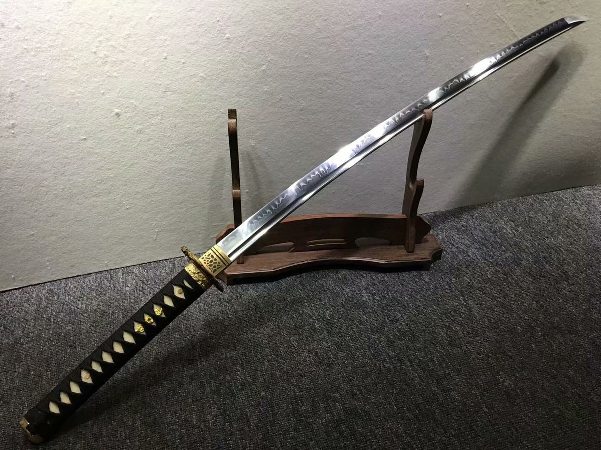 Katana,Hand forged,High carbon steel burn blade,Brass,Full tang,E - Chinese sword shop