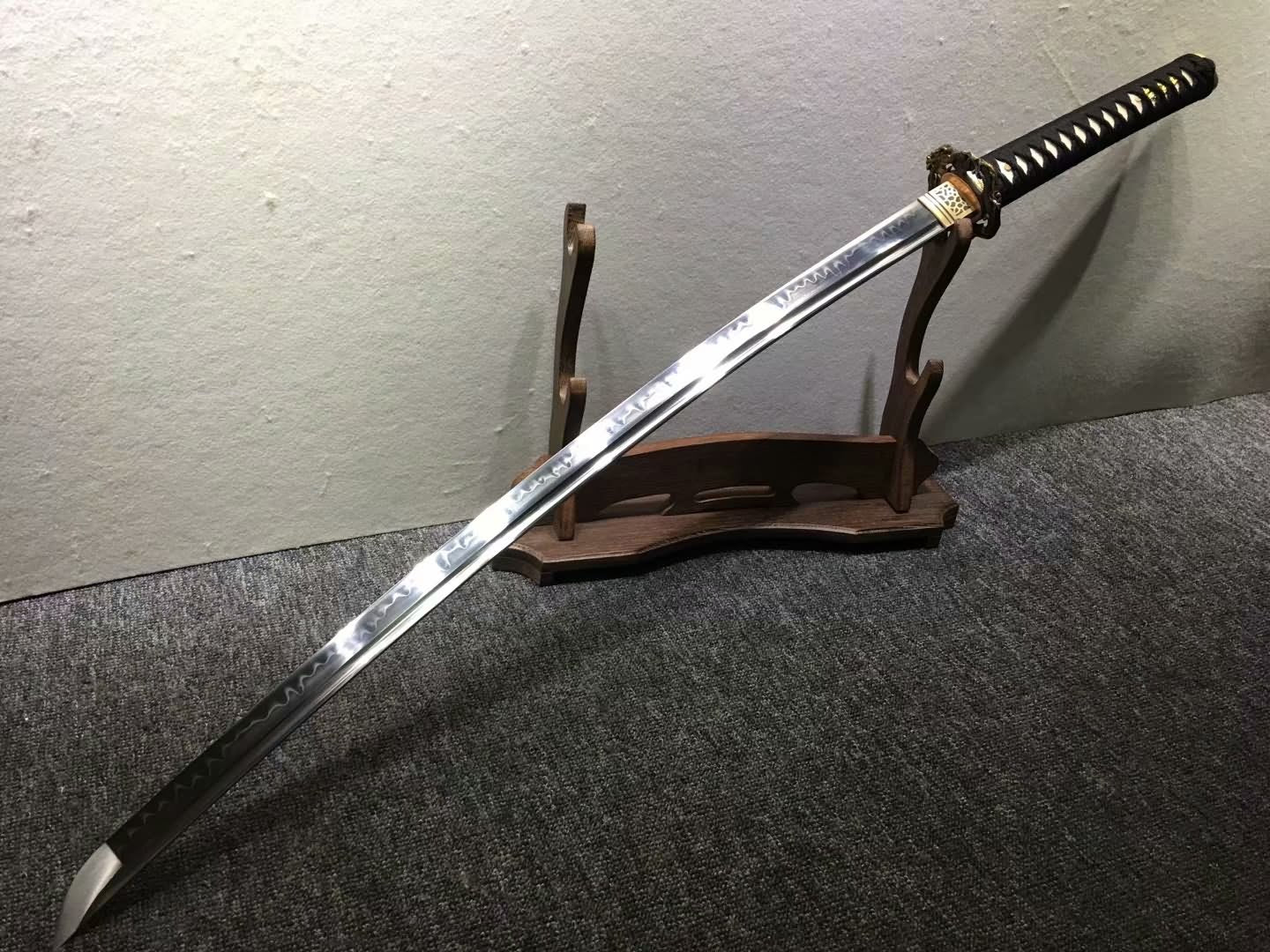 Katana,Hand forged,High carbon steel burn blade,Brass,Full tang,E - Chinese sword shop