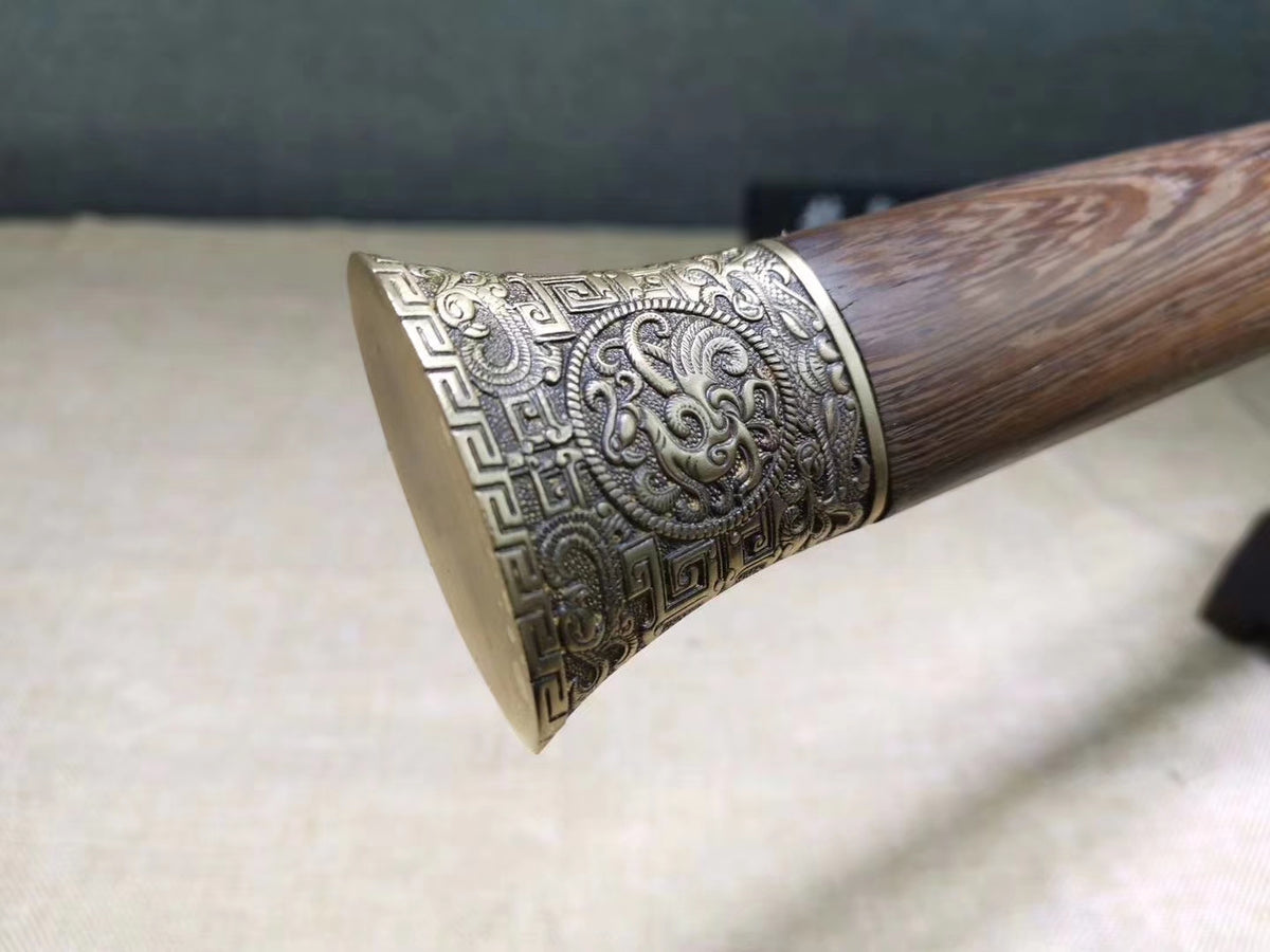 Han jian Swords,Handmade Art(Damascus Steel Blade,Brass Fittings) Heat Tempered,Full Tang,Chinese Sword - Chinese sword shop