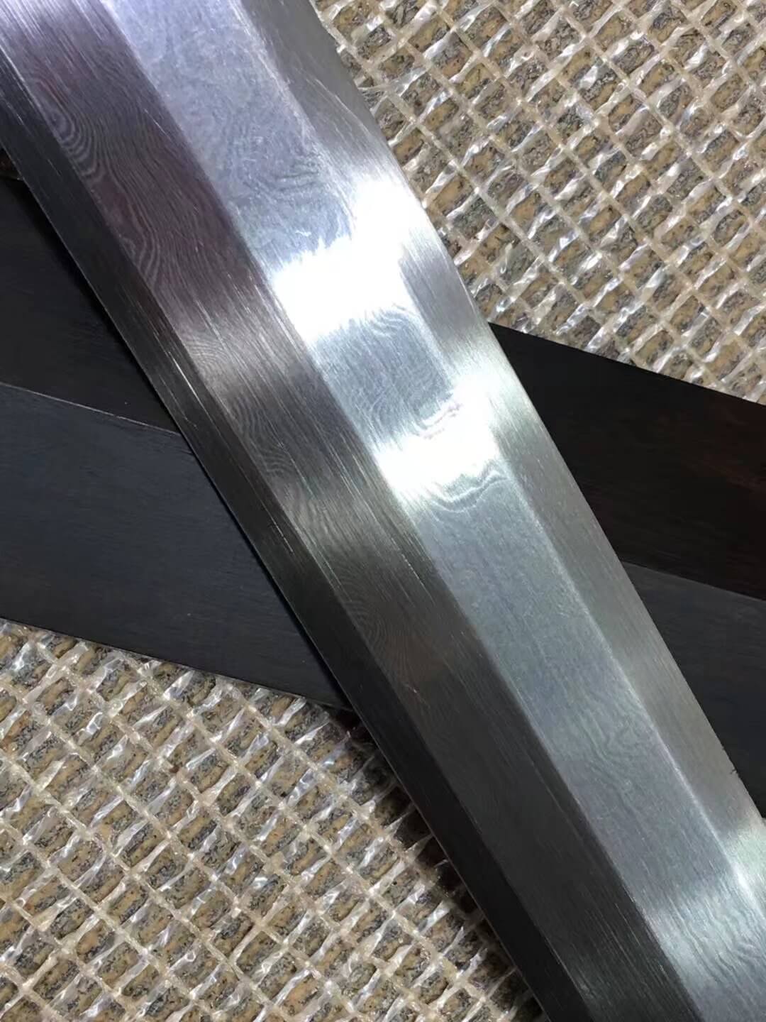 Han sword(Damascus steel bade,Black scabbard,Brass fittings)Length 41" - Chinese sword shop