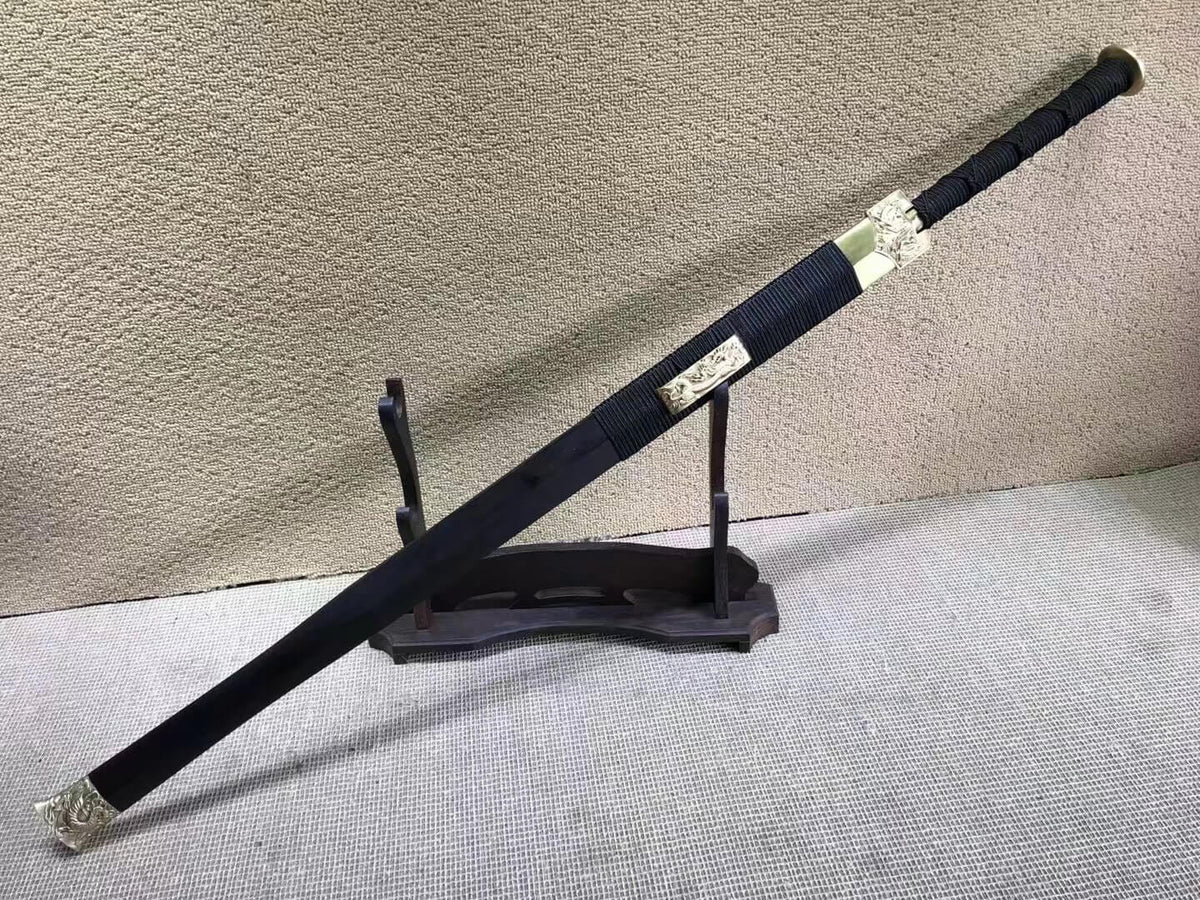 Han sword(Damascus steel bade,Black scabbard,Brass fittings)Length 41" - Chinese sword shop