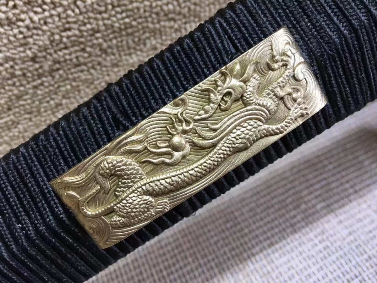 Han sword(Damascus steel bade,Black scabbard,Brass fittings)Length 41" - Chinese sword shop