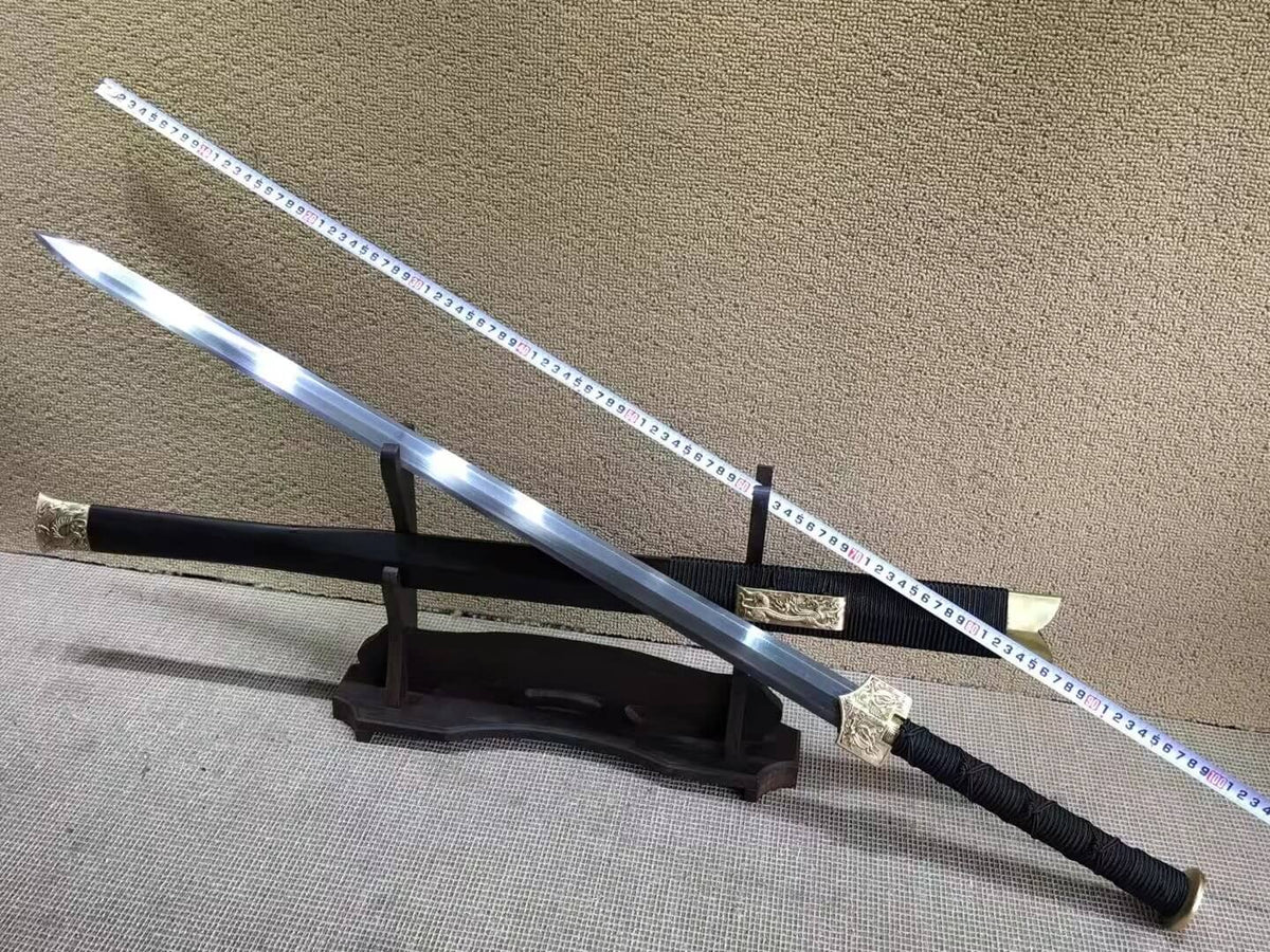 Han sword(Damascus steel bade,Black scabbard,Brass fittings)Length 41" - Chinese sword shop