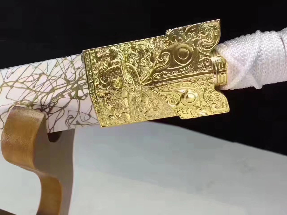 Han sword,Medium carbon steel etch blade,White scabbard,Alloy - Chinese sword shop