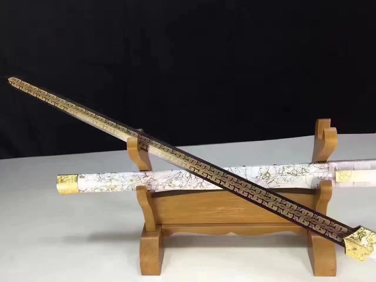 Han sword,Medium carbon steel etch blade,White scabbard,Alloy - Chinese sword shop