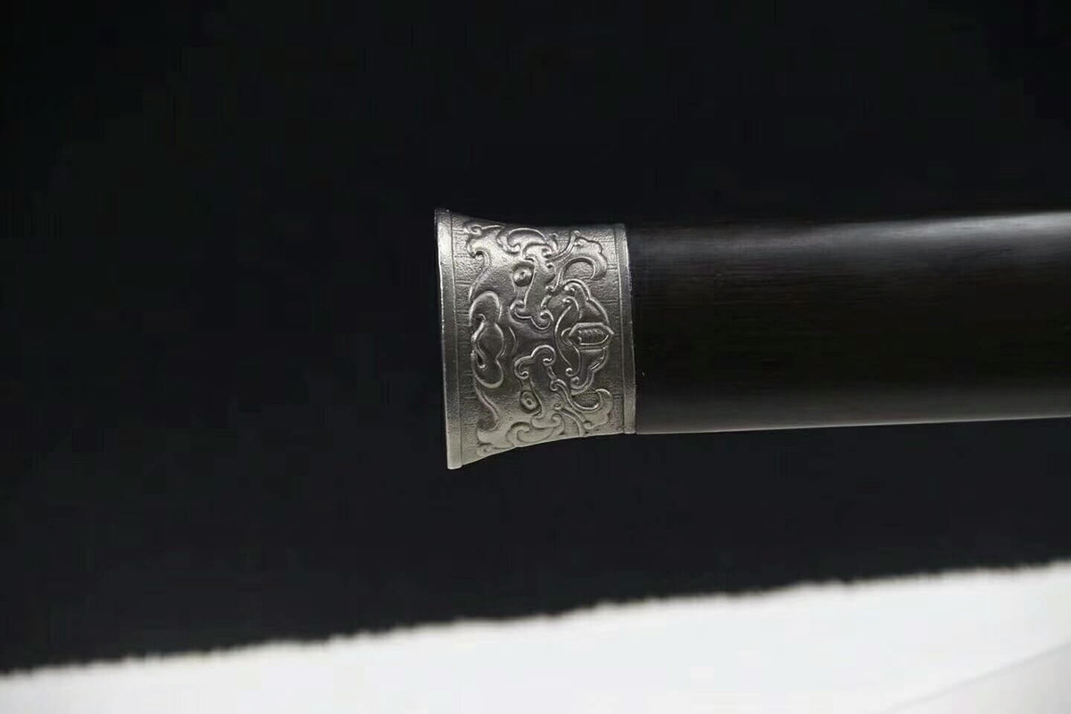 Han sword(Damascus steel blade,Ebony scabbard,Steel fittings)Length 35" - Chinese sword shop