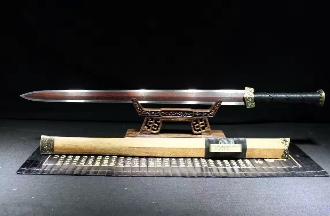 Han sword(Damascus steel red blade,Rosewood,Alloy)Hand forged - Chinese sword shop