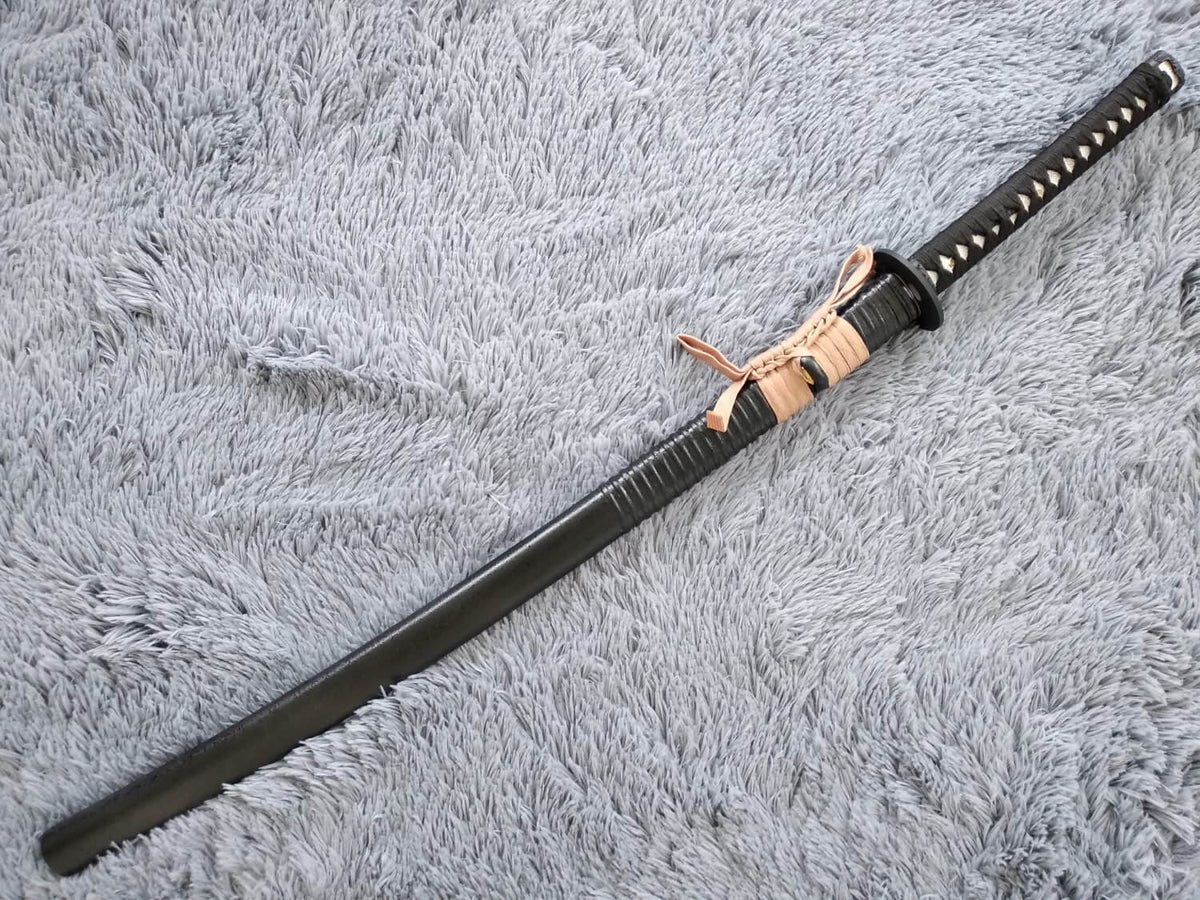 Katana/Hand Forged/carbon steel blade/Wood/Oriental cherry Tusba/Heat Tempered - Chinese sword shop