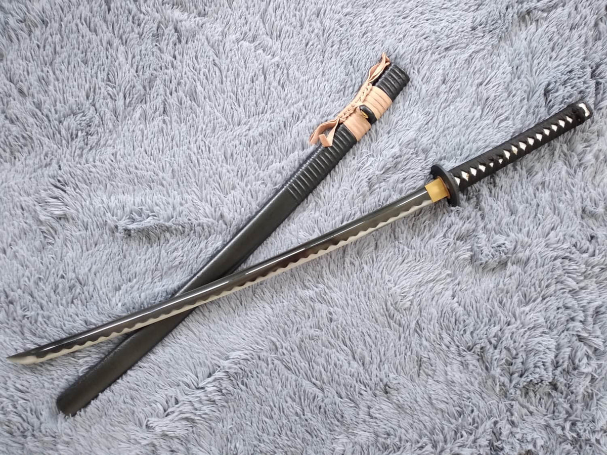 Katana/Hand Forged/carbon steel blade/Wood/Oriental cherry Tusba/Heat Tempered - Chinese sword shop