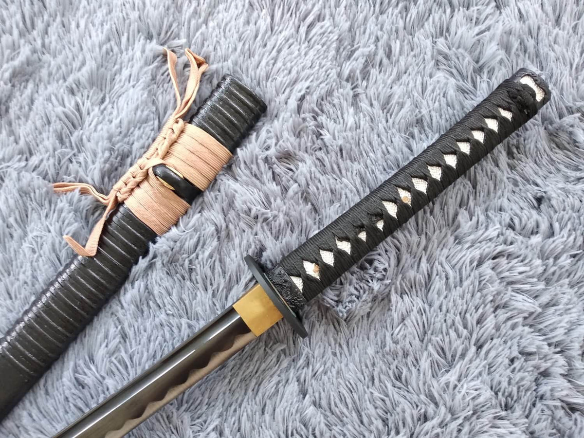 Katana/Hand Forged/carbon steel blade/Wood/Oriental cherry Tusba/Heat Tempered - Chinese sword shop