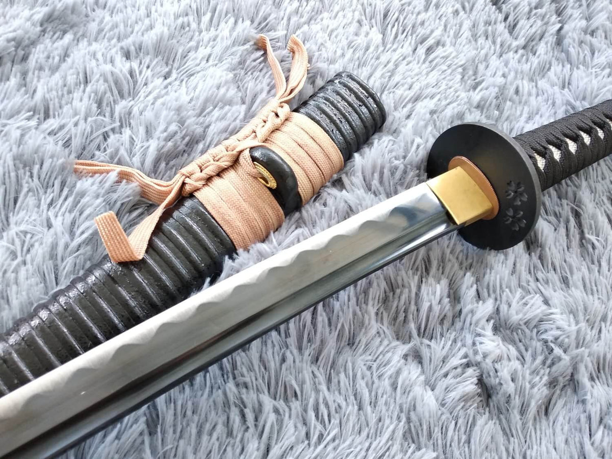 Katana/Hand Forged/carbon steel blade/Wood/Oriental cherry Tusba/Heat Tempered - Chinese sword shop