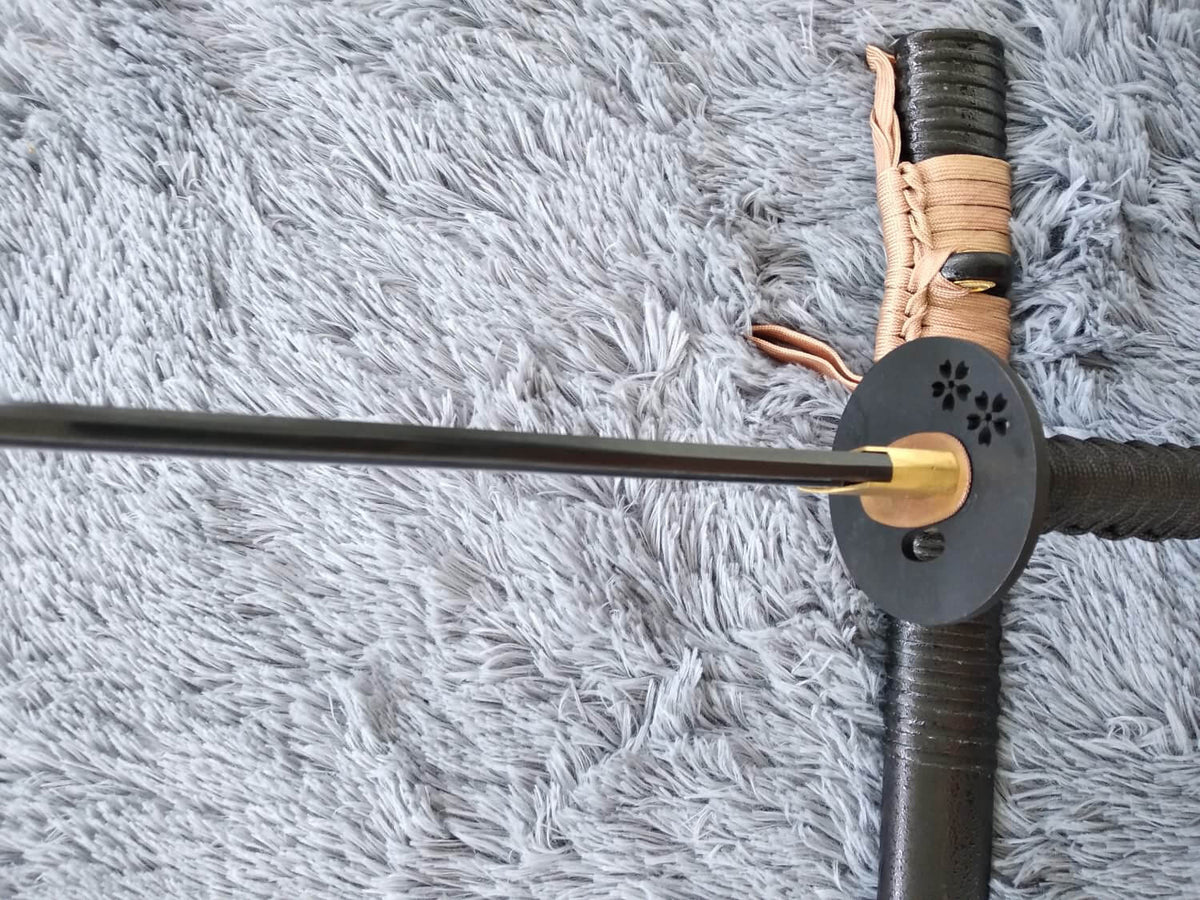 Katana/Hand Forged/carbon steel blade/Wood/Oriental cherry Tusba/Heat Tempered - Chinese sword shop