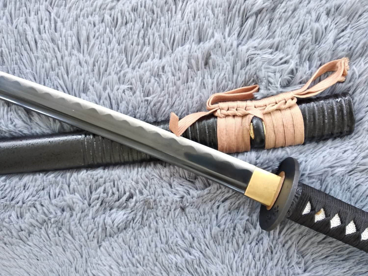 Katana/Hand Forged/carbon steel blade/Wood/Oriental cherry Tusba/Heat Tempered - Chinese sword shop