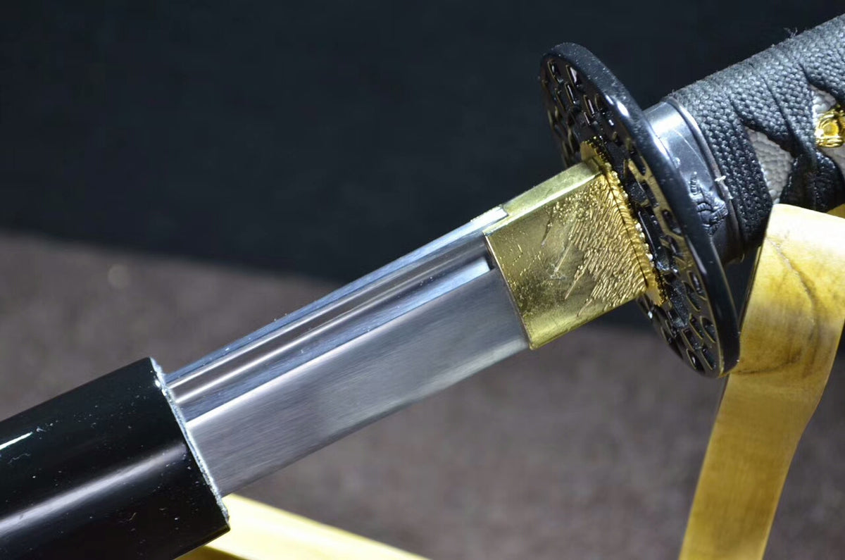 katana,Samurai sword(Medium carbon steel,Alloy,Black scabbard)Full tang - Chinese sword shop