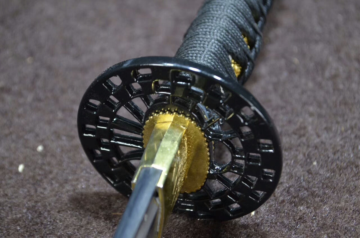 katana,Samurai sword(Medium carbon steel,Alloy,Black scabbard)Full tang - Chinese sword shop