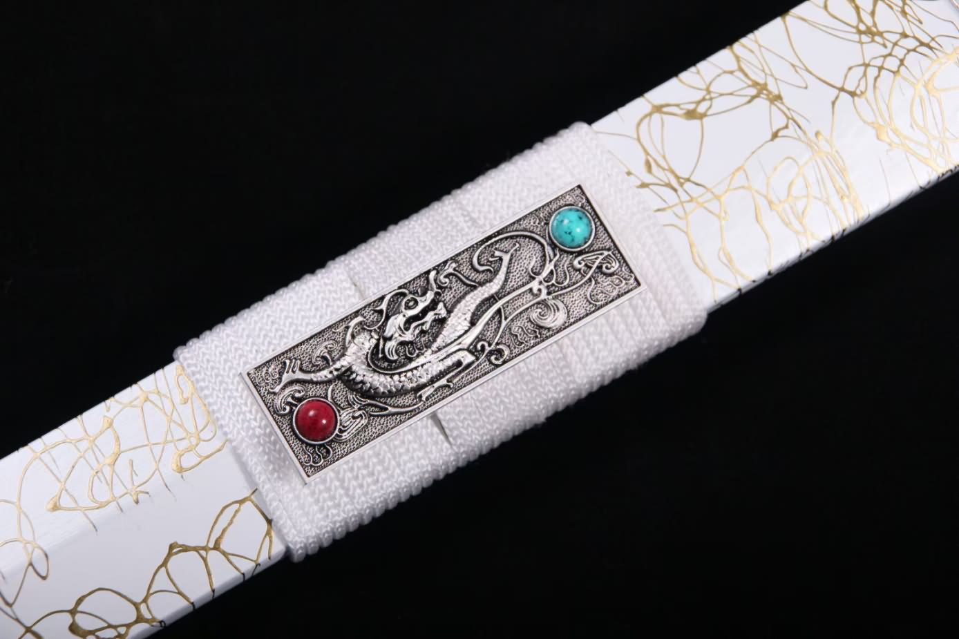 Han jian swords Forged high Carbon Steel Blade,Alloy Fittings,White Scabbard,LOONGSWORD