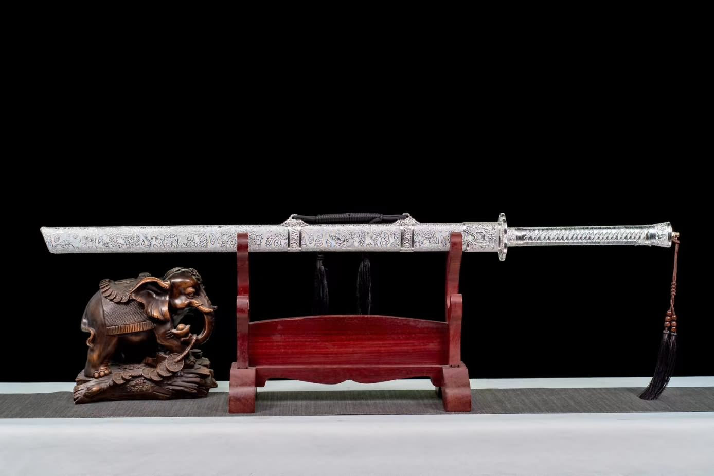 Yanling Swords Real,Forged Colored Blade,Alloy Fittings,Silver Scabbard,LOONGSWORD