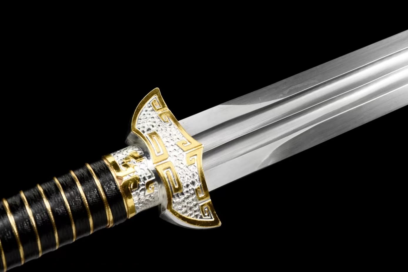 Chinese sword,Black Gold jian Forged high Carbon Steel Blade,Alloy Fittings,PU Scabbard,LOONGSWORD