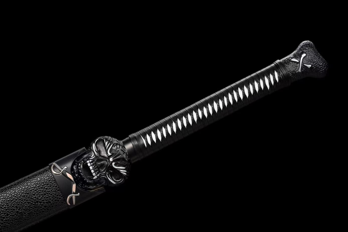 LOONGSWORD,Tang Knife Swords High Carbon Steel Etch Blades,Alloy Fittings,PU Scabbard