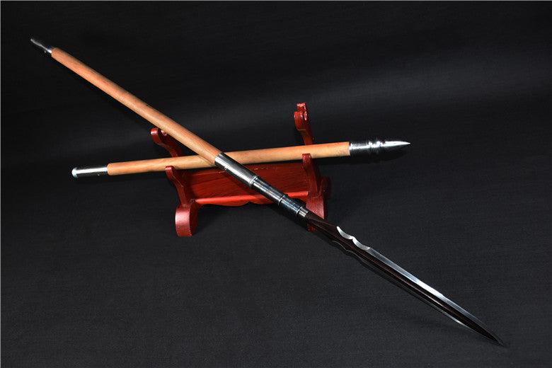 Spear,China Lance,Folding Steel Spearhead,Hardwood Rod - Chinese sword shop