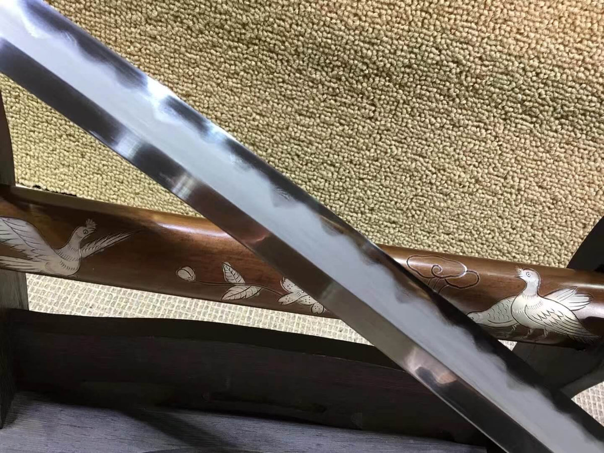 Katana(Damascus steel burn blade,Brass scabbard and fitted)Length 40" - Chinese sword shop