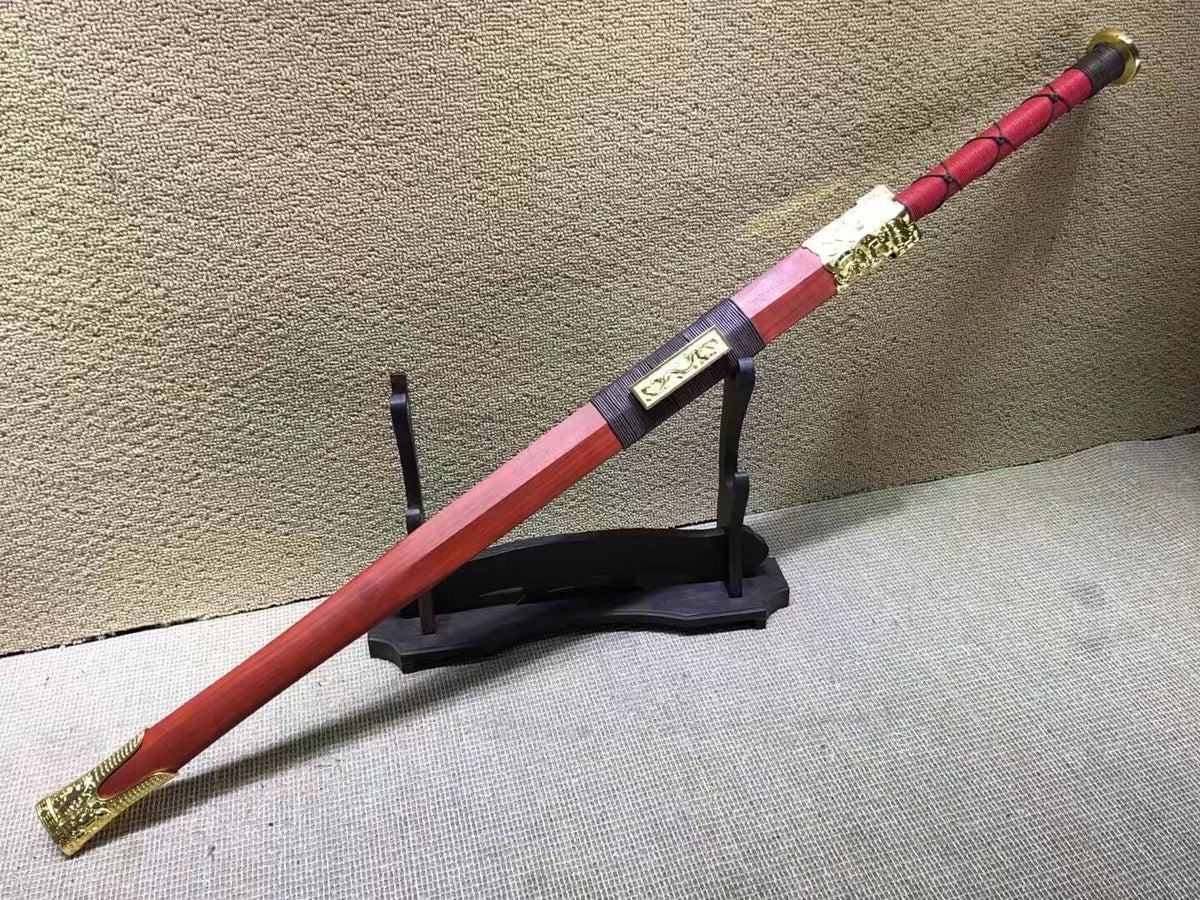 Han jian,High carbon steel blade,Red scabbard,Alloy fitting - Chinese sword shop