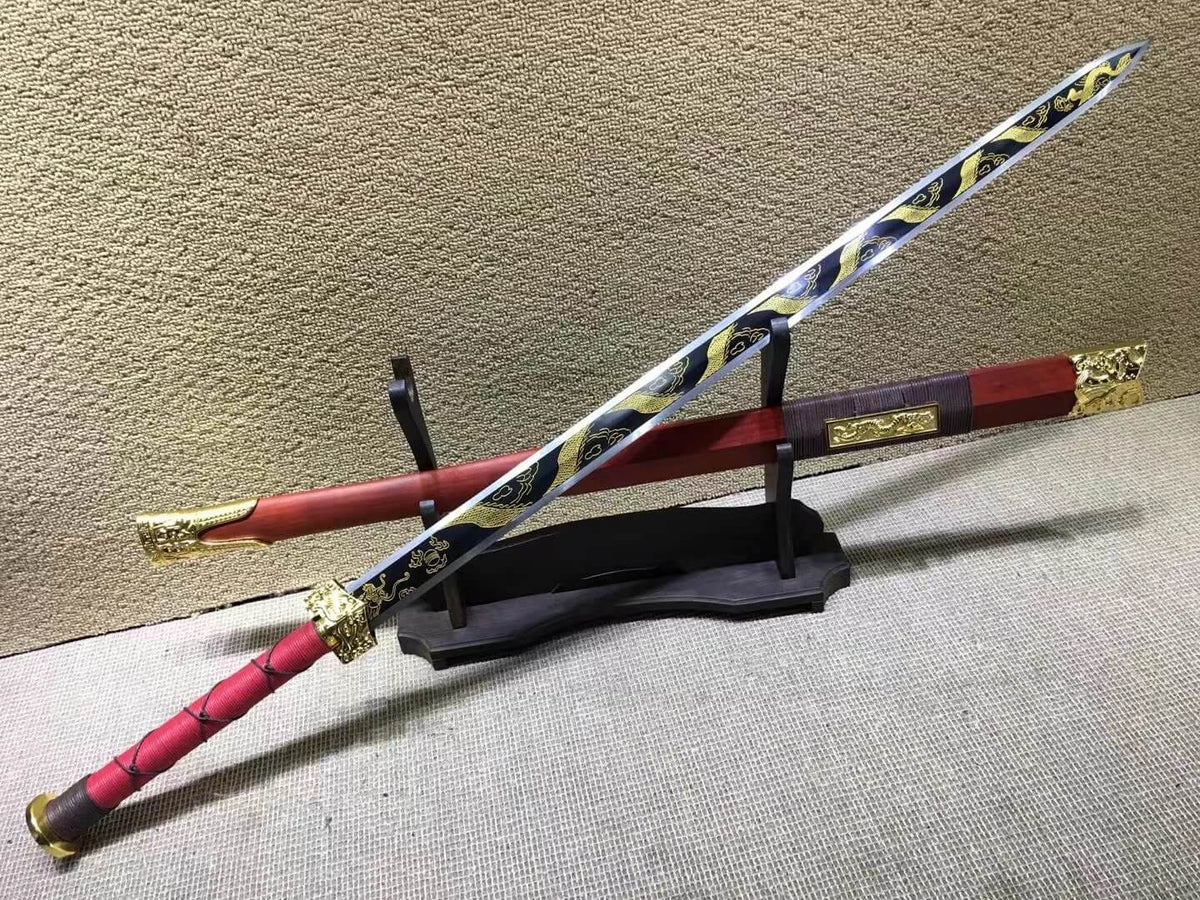 Han jian,High carbon steel blade,Red scabbard,Alloy fitting - Chinese sword shop
