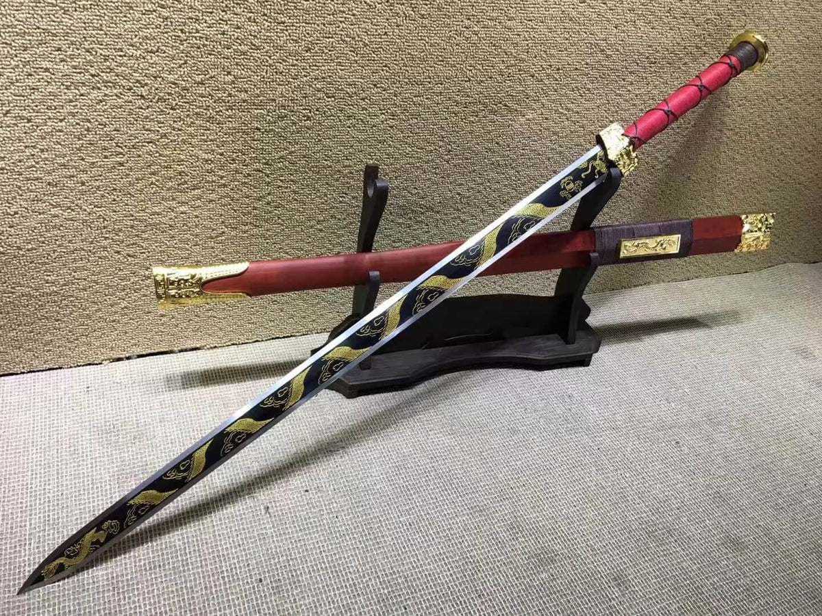 Han jian,High carbon steel blade,Red scabbard,Alloy fitting - Chinese sword shop