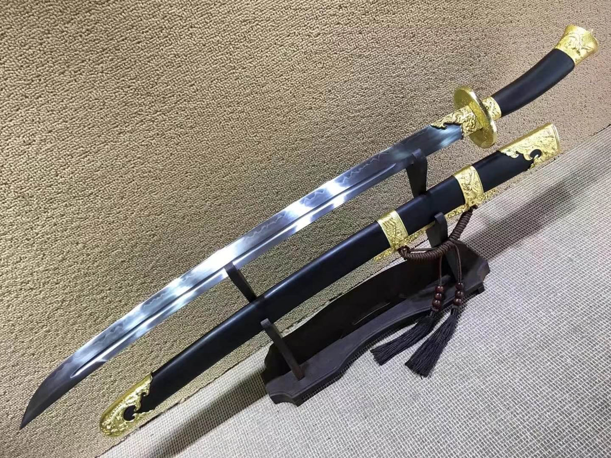 Broadsword,Qing dao,High-carbon steel burn blade,Black wood scabbard - Chinese sword shop