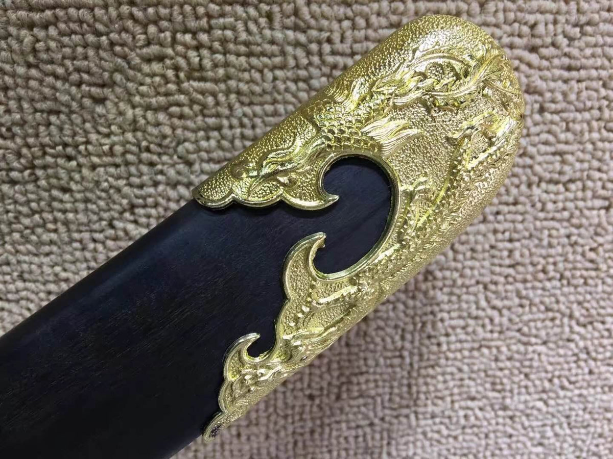 Broadsword,Qing dao,High-carbon steel burn blade,Black wood scabbard - Chinese sword shop
