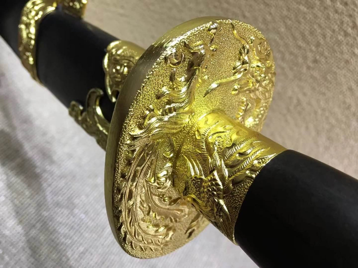 Broadsword,Qing dao,High-carbon steel burn blade,Black wood scabbard - Chinese sword shop