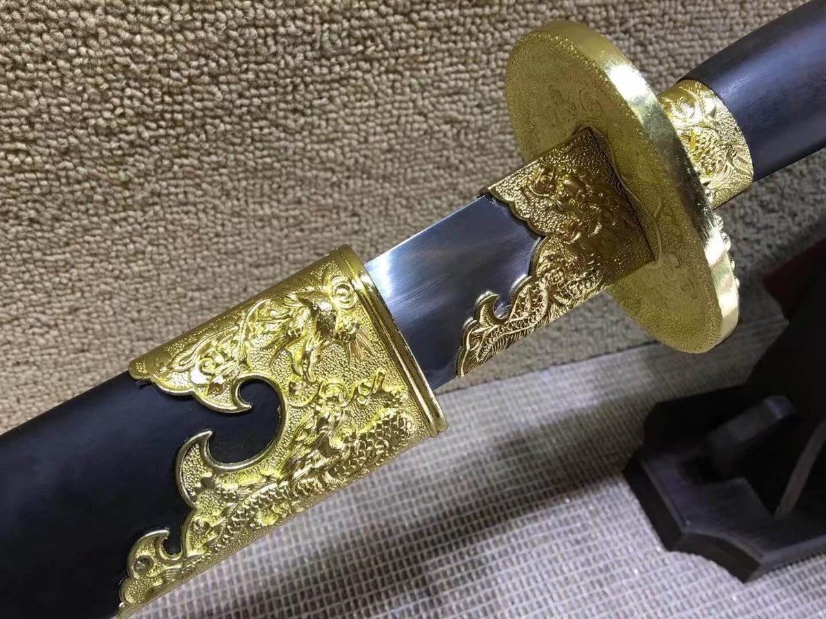 Broadsword,Qing dao,High-carbon steel burn blade,Black wood scabbard - Chinese sword shop