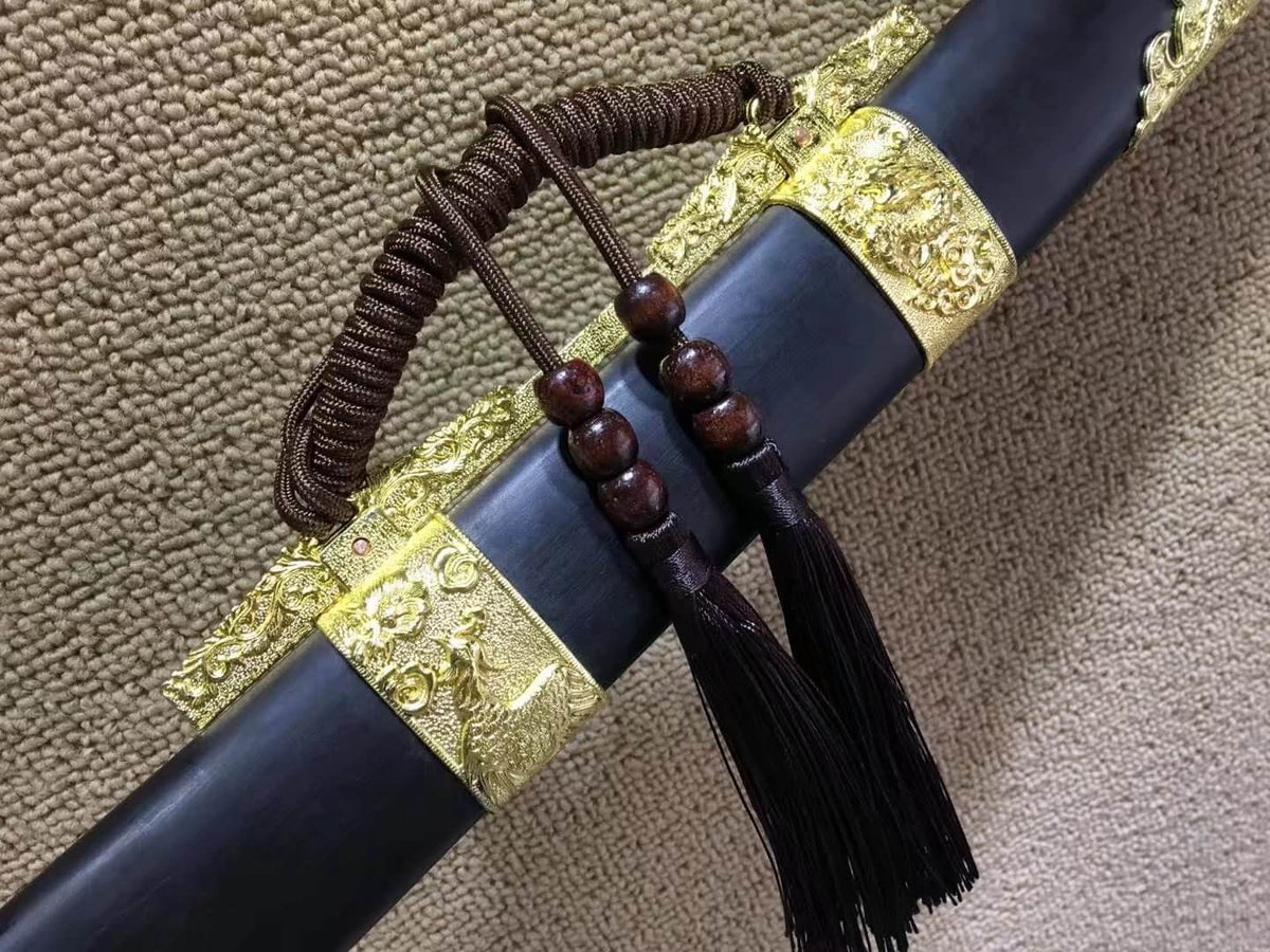 Broadsword,Qing dao,High-carbon steel burn blade,Black wood scabbard - Chinese sword shop