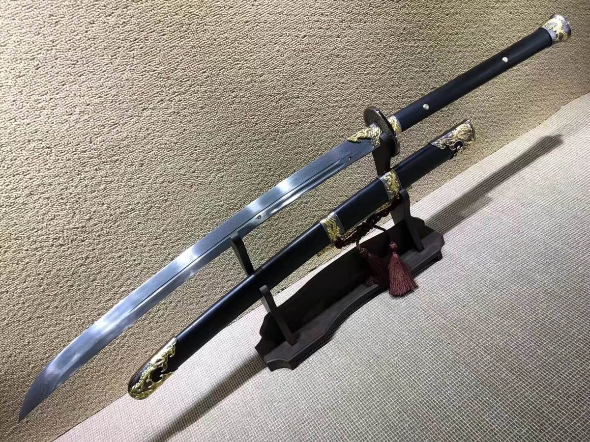 Cut horse broadsword(Damascus steel,Black wood scabbard,Alloy fittings)Length 42" - Chinese sword shop