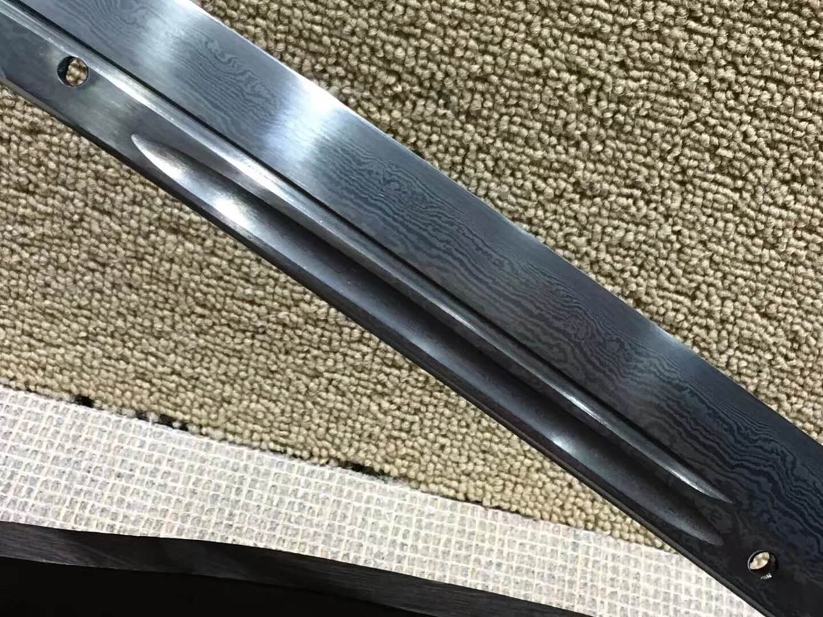 Cut horse broadsword(Damascus steel,Black wood scabbard,Alloy fittings)Length 42" - Chinese sword shop